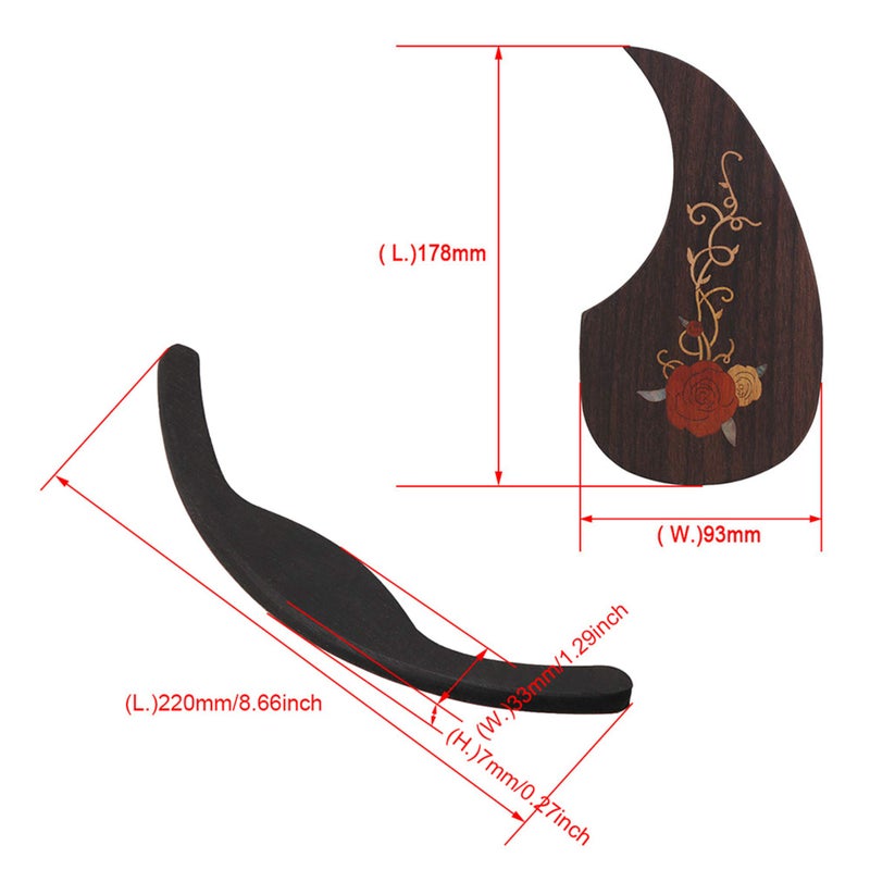 Homeswitch Rosewood Guitar Protective Pickguard With Acoustic Ebony Arm Rest Parts - Image 5